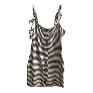 Sadie & Sage Black and White Striped Mini Dress with adjustable ties